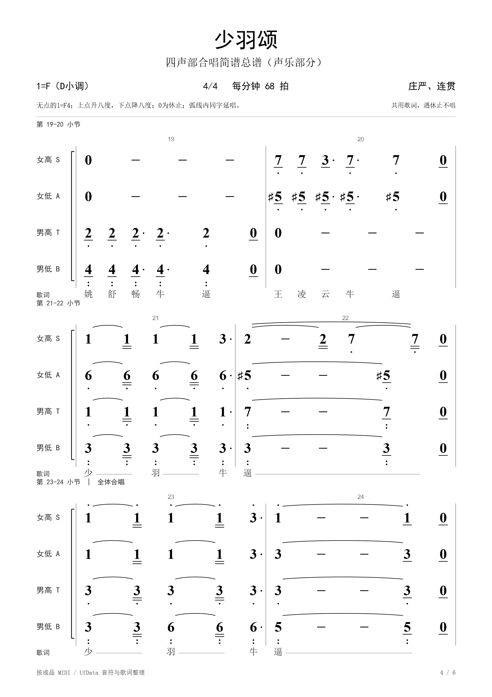 少羽牛逼 简谱 第 4 页